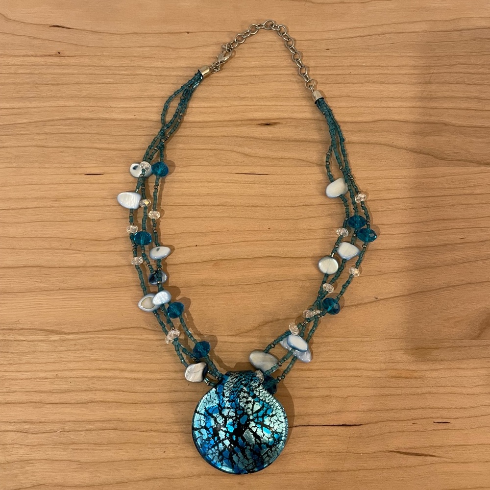Blue necklace and earrings